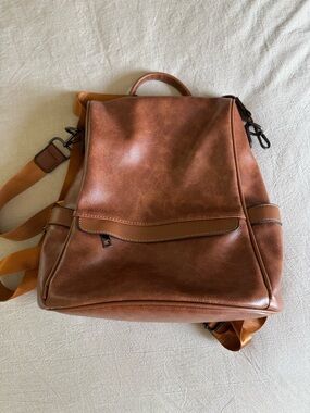 Faux Leather Backpack Purse Diaper Bag